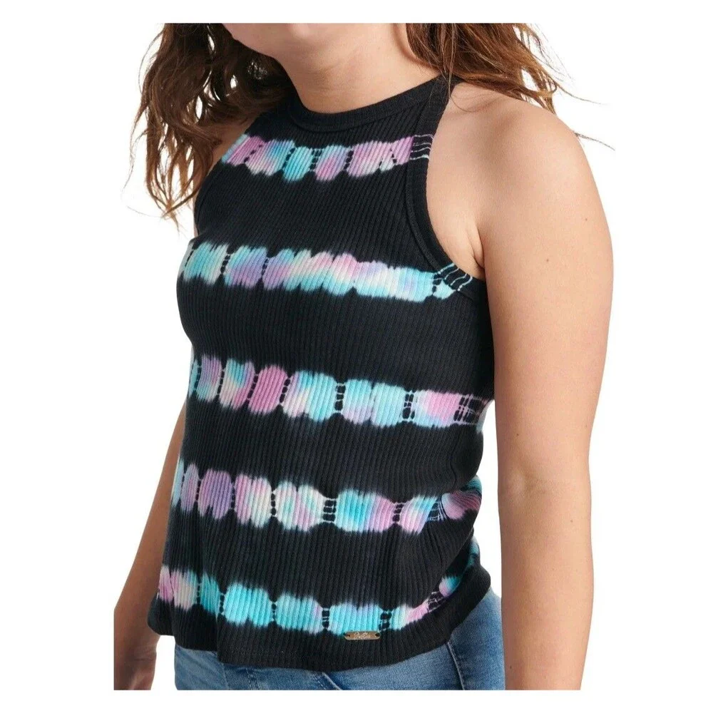 Girl's Tween Teen Justice Black Tie Dye Ribbed High Neck Tank Top NWT! 12/14